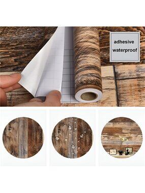 11.8" x 78.7" Brown Wood Peel & Stick Wallpaper Shiplap Self Adhesive Wallpaper